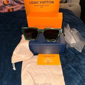 Louis Vuitton Marble Green Square Acetate Sunglasses